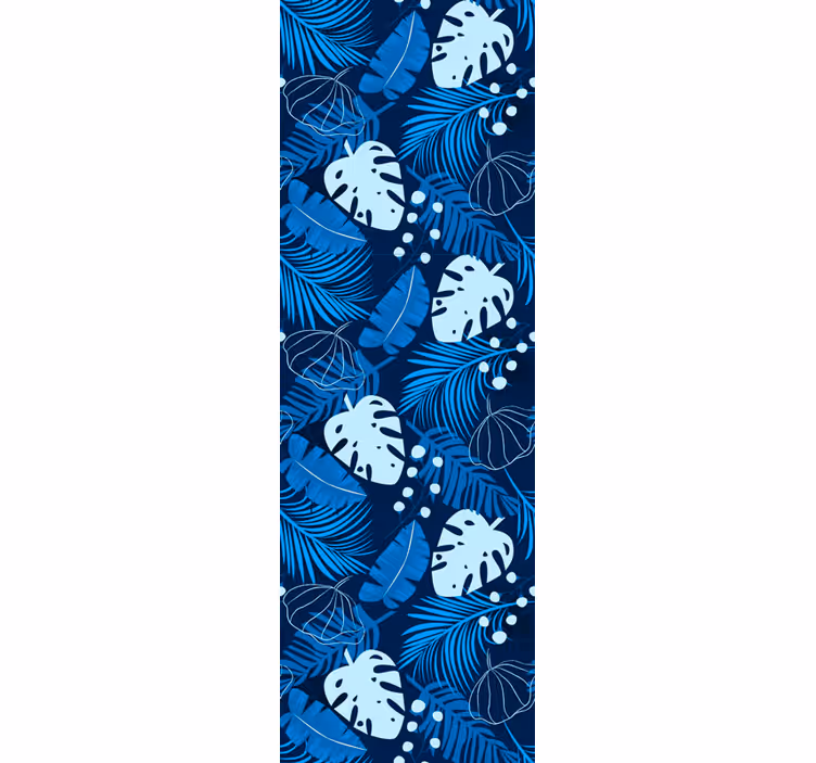 Blue leaves living room wallpaper - TenStickers