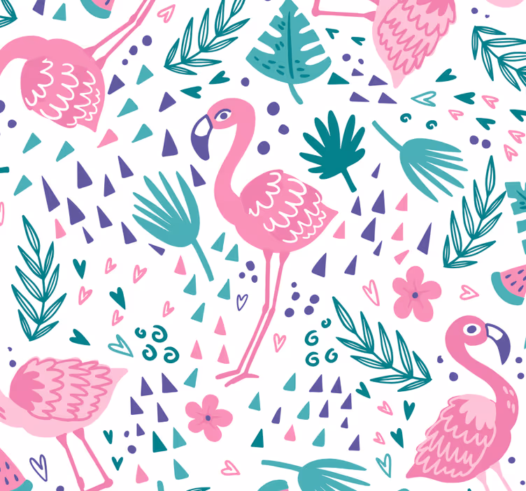 Flamingo Patterns animals wallpaper - TenStickers