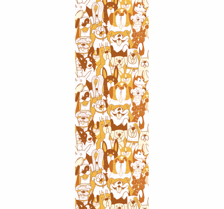 White and Orange Pattern cute dog wallpaper - TenStickers