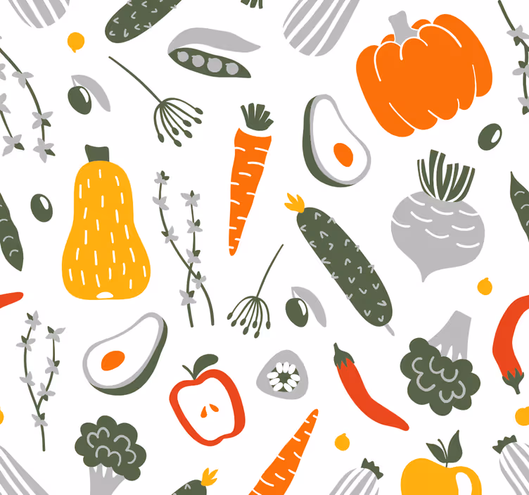 Fruit and vegetable kitchen wallpaper - TenStickers