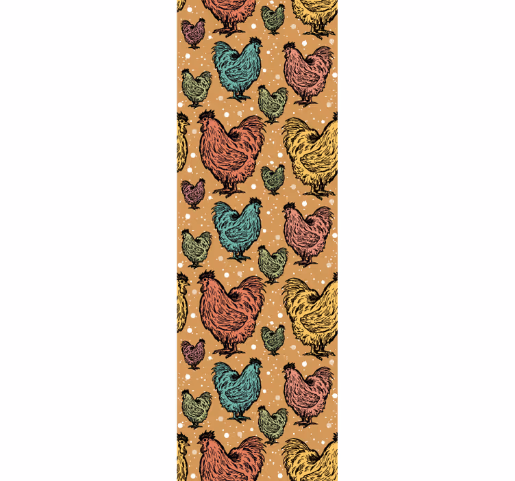 Colorful Rooster Pattern animals wallpaper - TenStickers