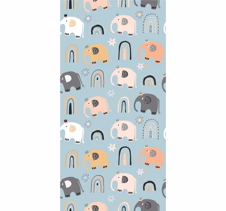 Elephant Rainbow Motifs wallpaper childrens room - TenStickers