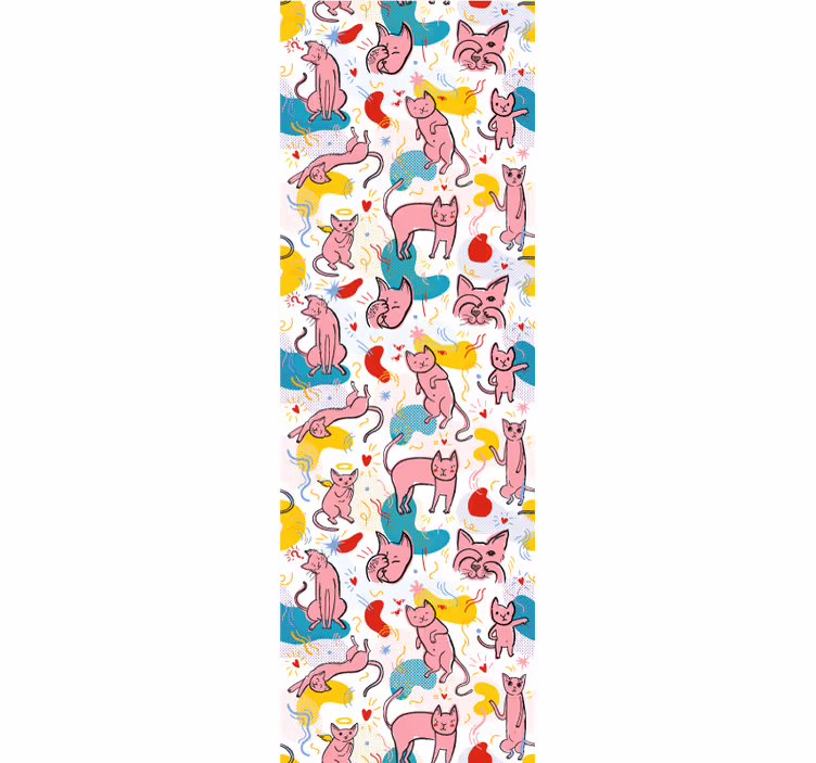 Playful Feline Patterns cats wallpaper - TenStickers