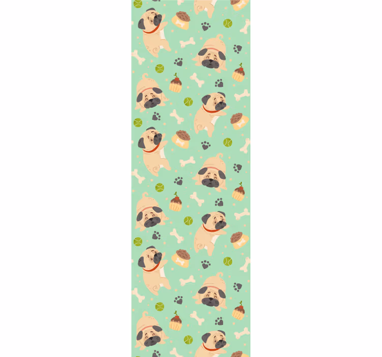 Pug Pattern Play cute dog wallpaper - TenStickers