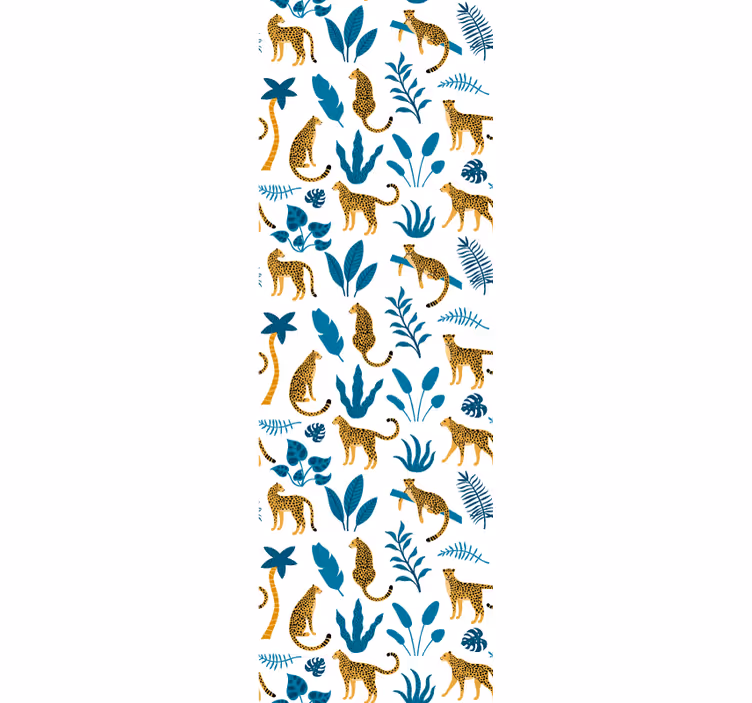 Tropical leopard pattern Living Room Wallpaper - TenStickers