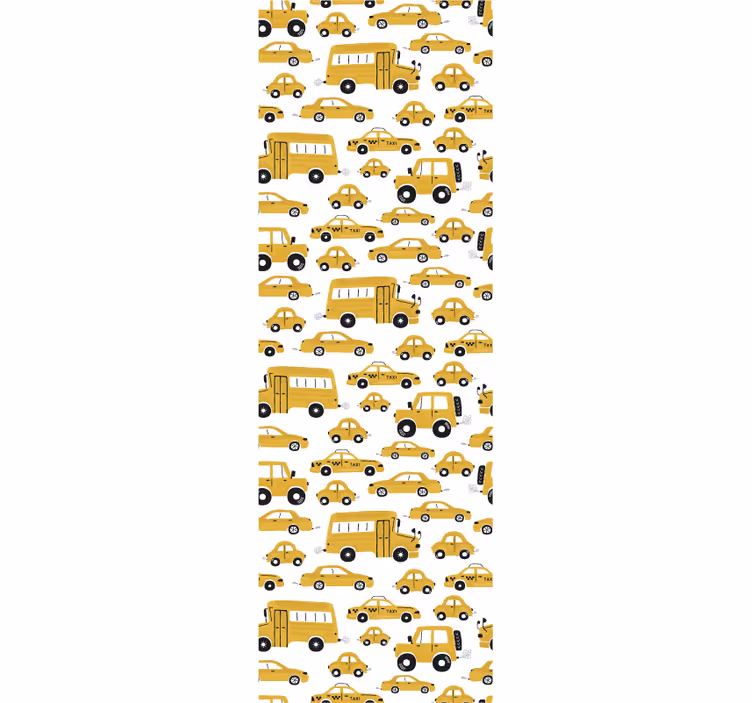 Cute design yellow car Modern Wallpaper - TenStickers