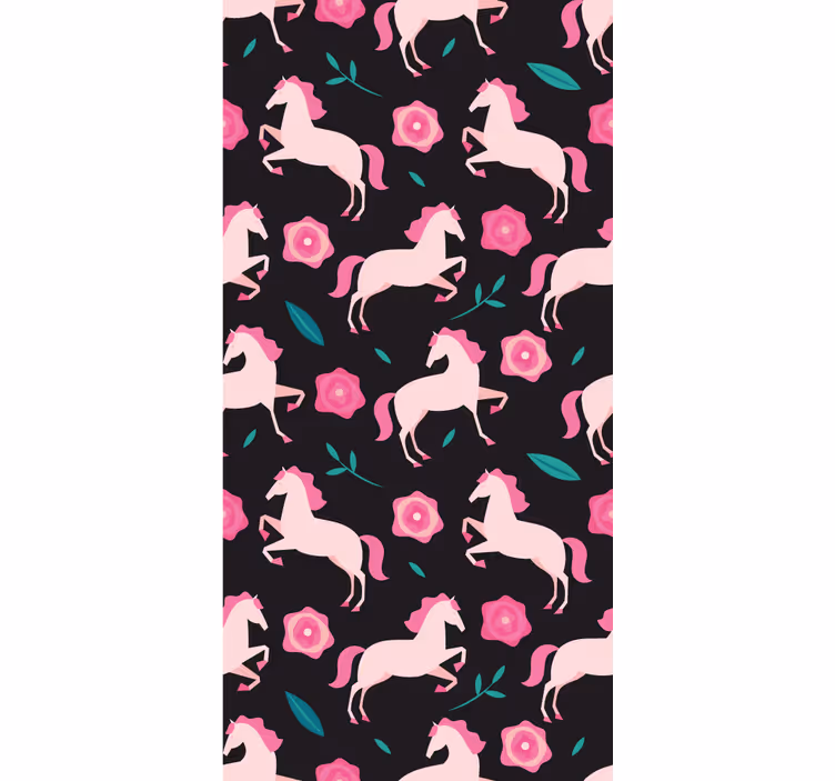 Whimsical Equestrian Florals animals wallpaper - TenStickers