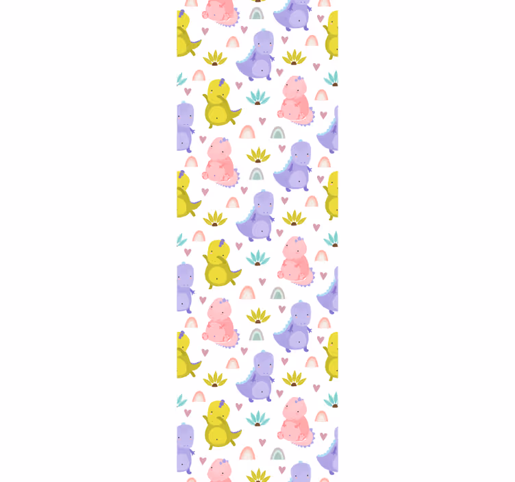 Colorful dinosaurs pattern wallpaper - TenStickers