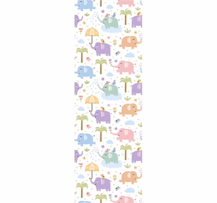 Elephant Playtime nursery room wallpaper - TenStickers
