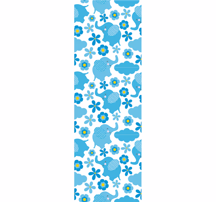 Elephant Flower Patterns nursery room wallpaper - TenStickers