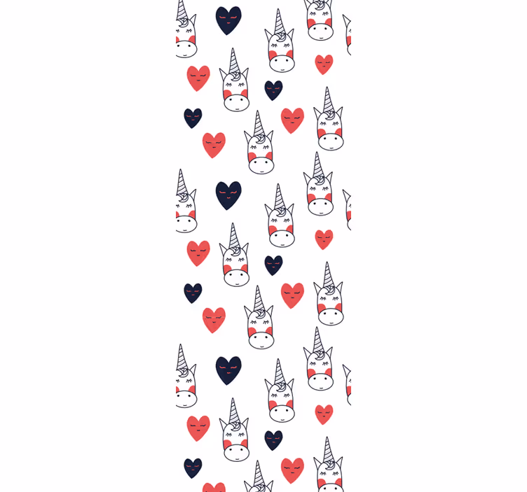 Unicorn Heart Pattern art wallpaper - TenStickers