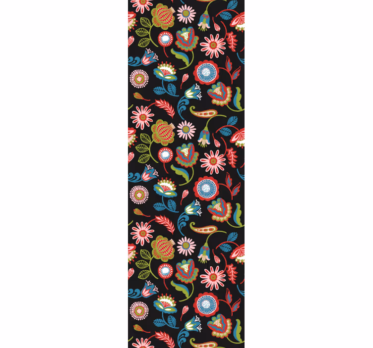 Folk Floral Motif floral wallpaper - TenStickers