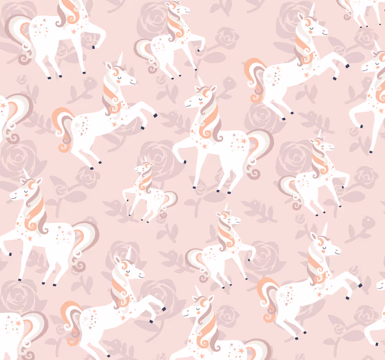 Pink and tall unicorn Childrens Wallpaper - TenStickers