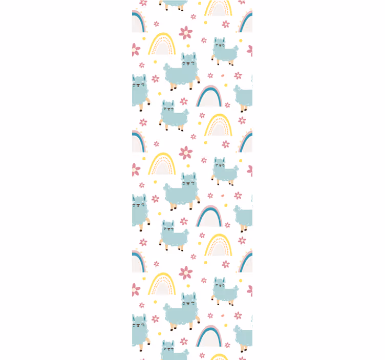 Alpaca Rainbow Pattern nursery room wallpaper - TenStickers