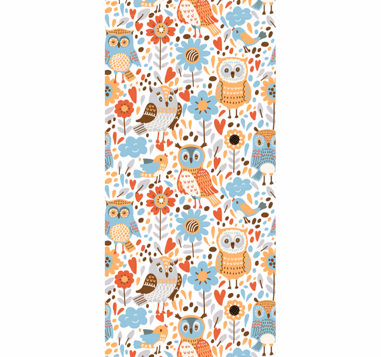 Owls Floral Pattern nursery room wallpaper - TenStickers