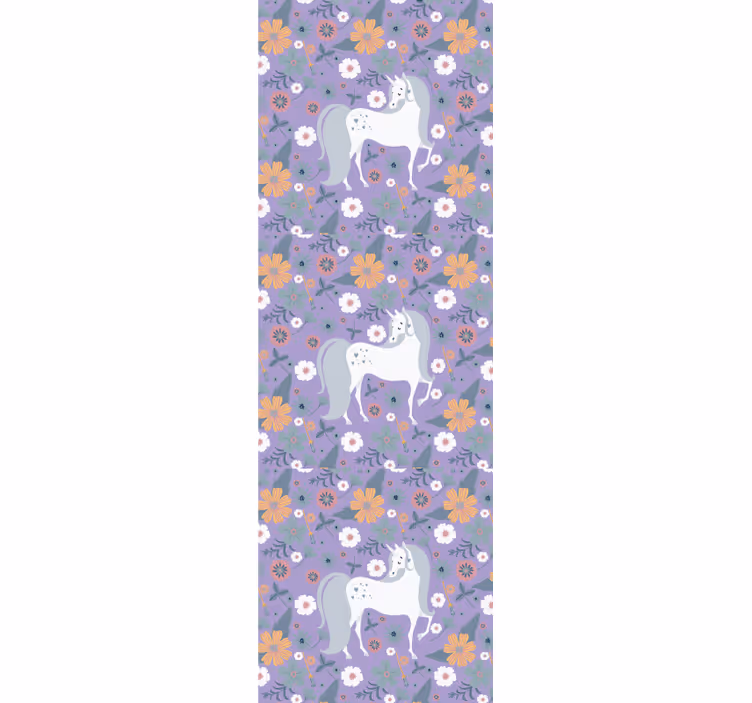 Unicorn Floral Pattern animals wallpaper - TenStickers