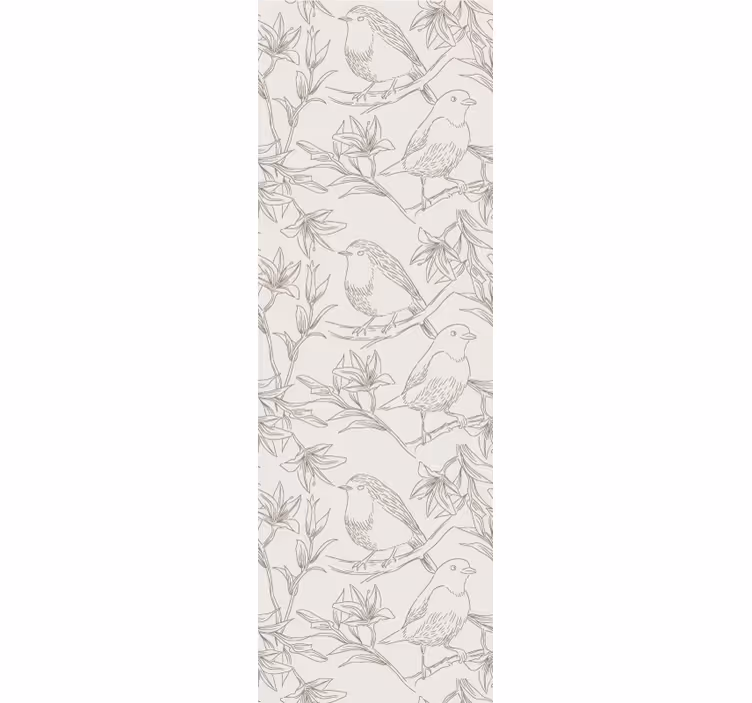 Vintage beige birds with Flower Wallpaper - TenStickers