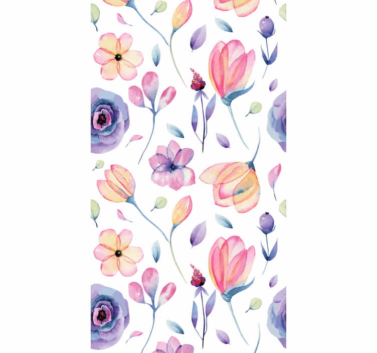 Floral Watercolor flowers wallpaper - TenStickers