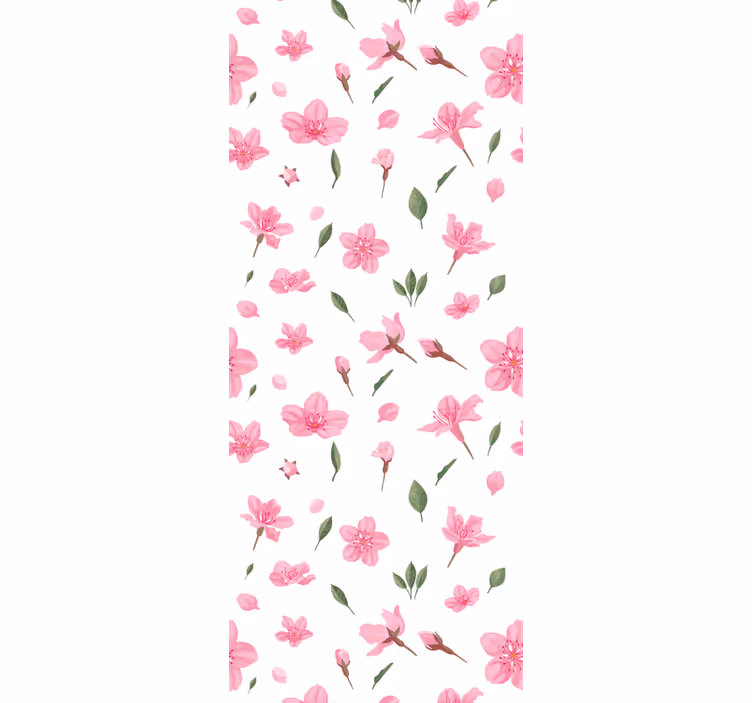 Pink Blossom Pattern flowers wallpaper - TenStickers