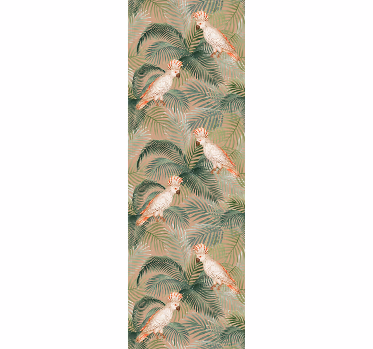 White parrots on beige palms room wallpaper - TenStickers