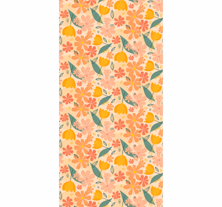 Citrus Floral Motif flowers wallpaper - TenStickers