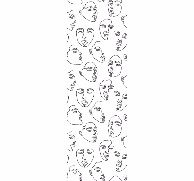 Line Art Faces art wallpaper - TenStickers