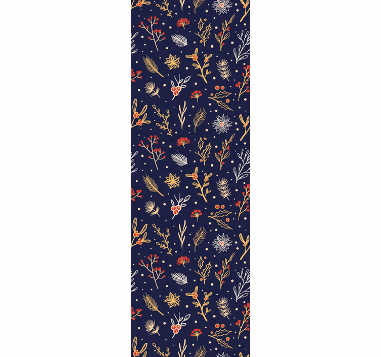 Festive Botanical Motif holiday christmas wallpaper - TenStickers
