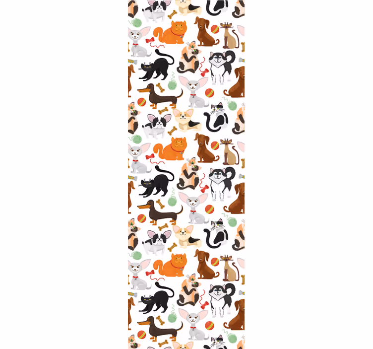 Playful Pet Illustration animals wallpaper - TenStickers