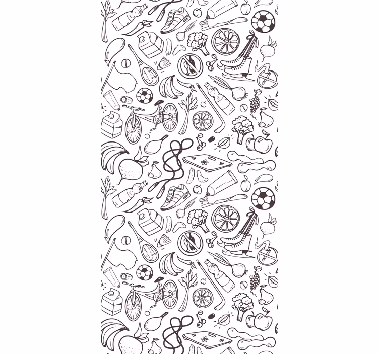 fitness and sport symbol doodles wallpaper - TenStickers