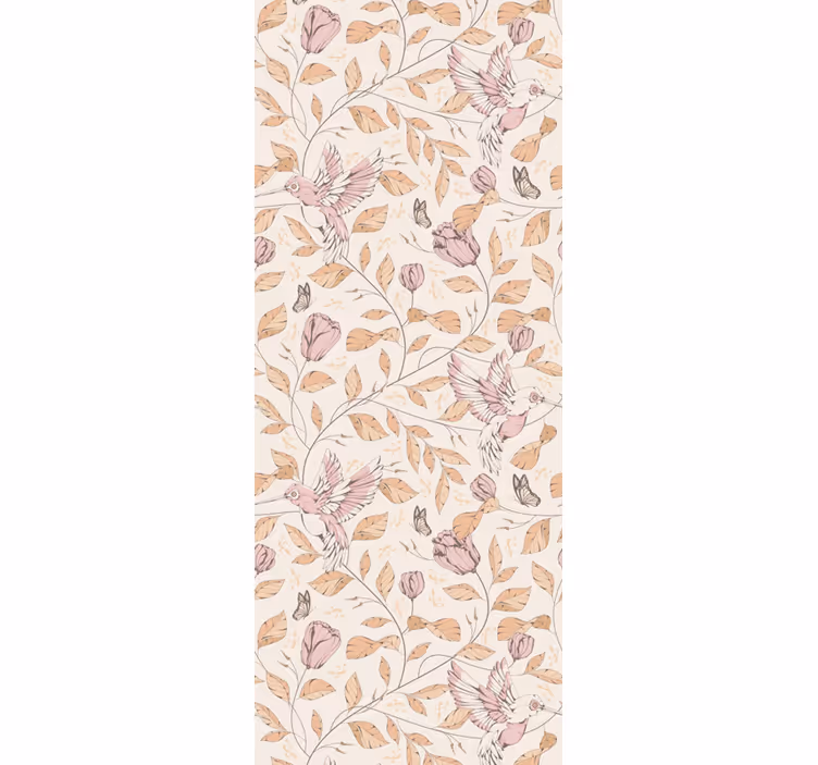Tulips pattern beige colors flower wallpaper - TenStickers