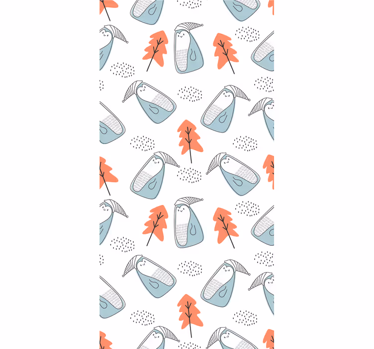 Sleepy Penguins Pattern animals wallpaper - TenStickers