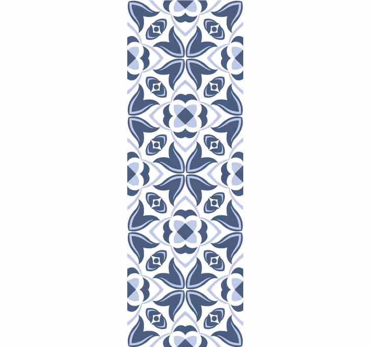 Blue Geometric Flowers tile effect wallpaper - TenStickers