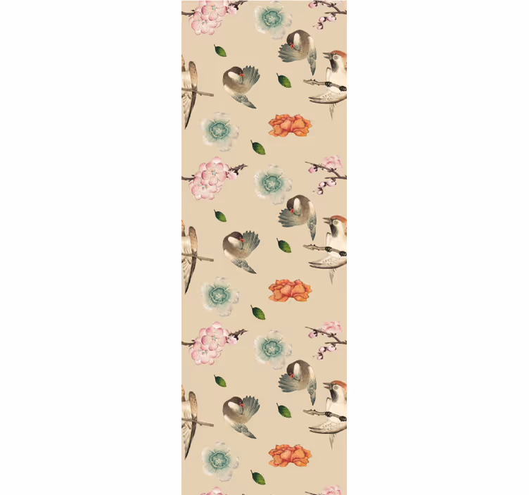 Charming Bird Blooms flowers wallpaper - TenStickers