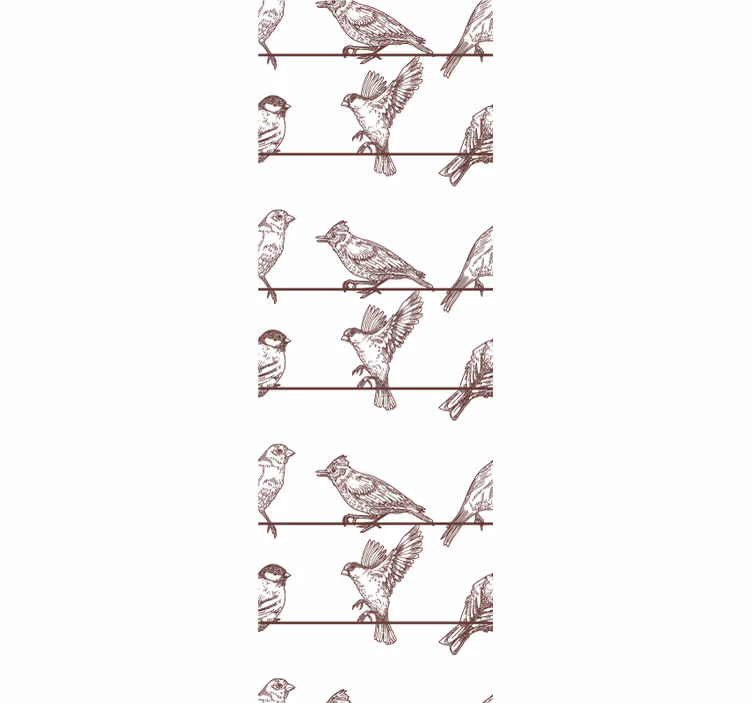 Perching Bird Pattern birds in wallpaper - TenStickers
