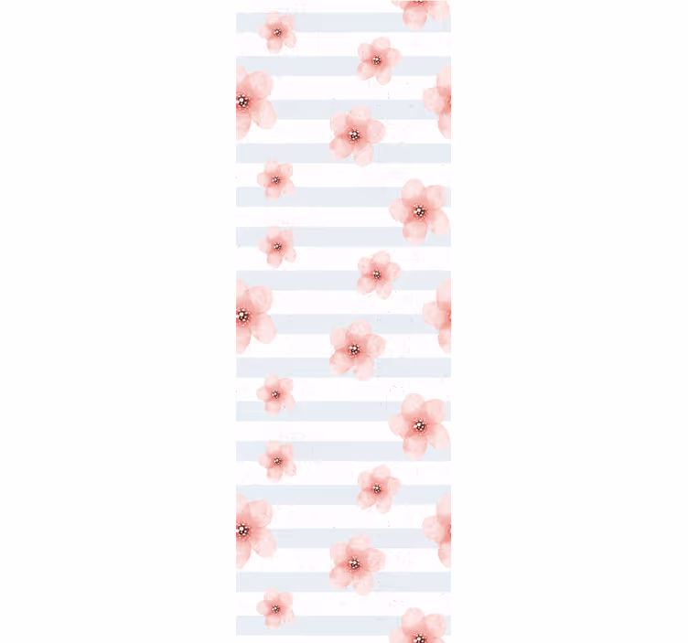 Pink Floral Stripes flowers wallpaper - TenStickers