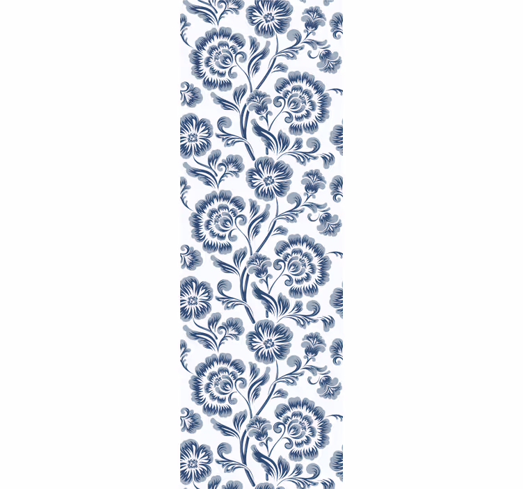 Navy grey pattern flowers wallpaper - TenStickers