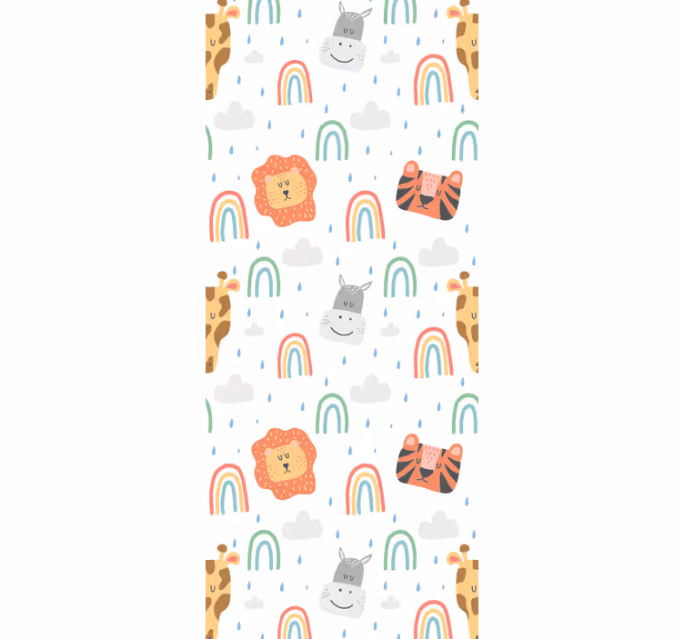 Cute pastel animals and rainbows wallpaper - TenStickers