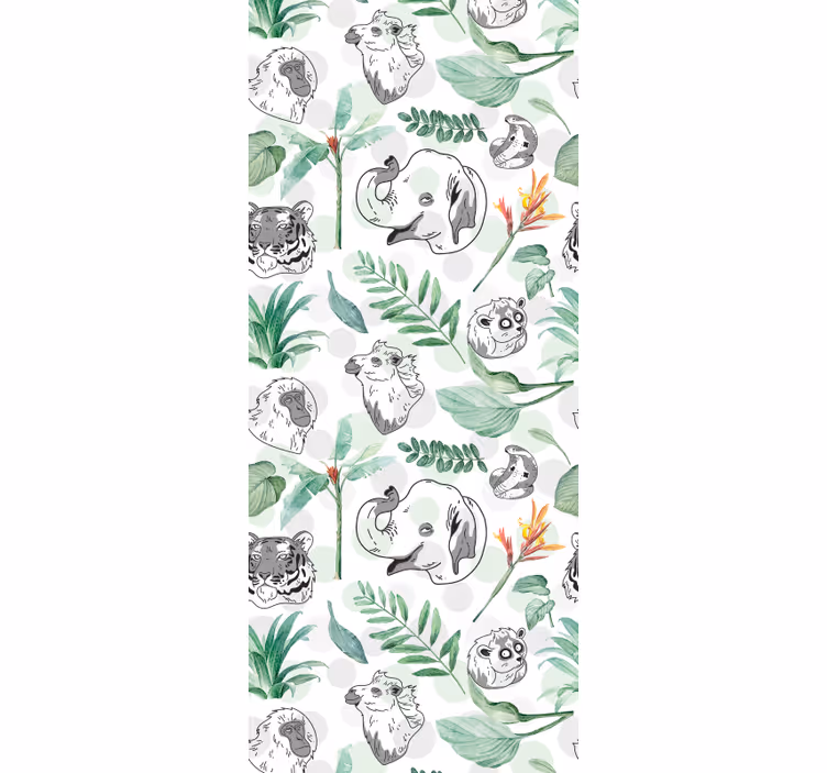 Jungle faces animals wallpaper - TenStickers