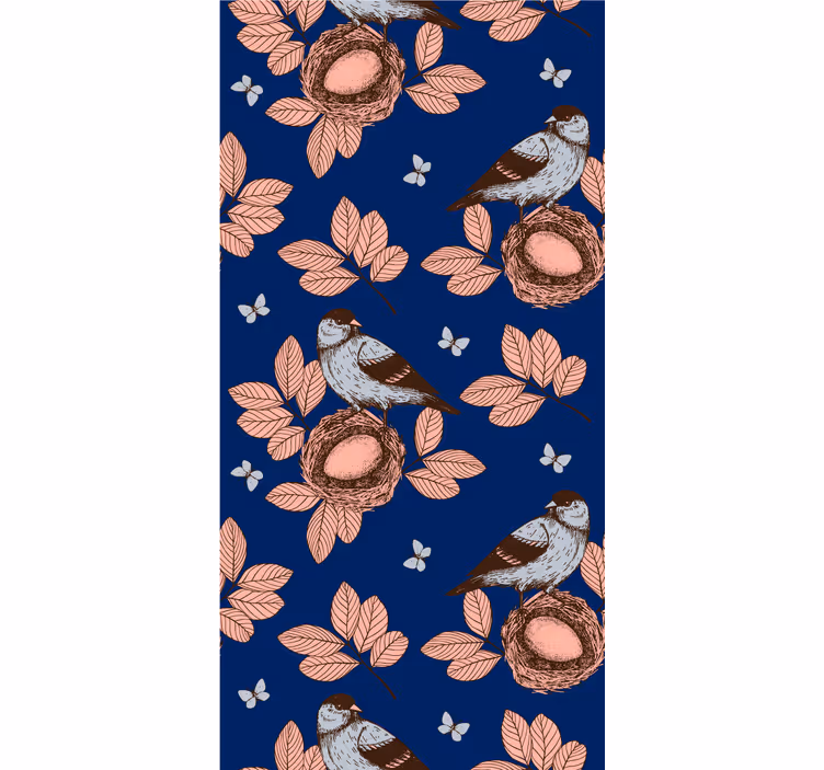 Nests and Leaves birds in wallpaper - TenStickers