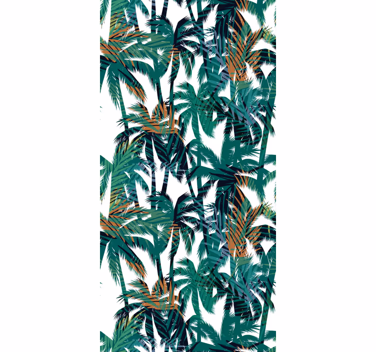 Green and white palm trees jungle themed wallpaper - TenStickers