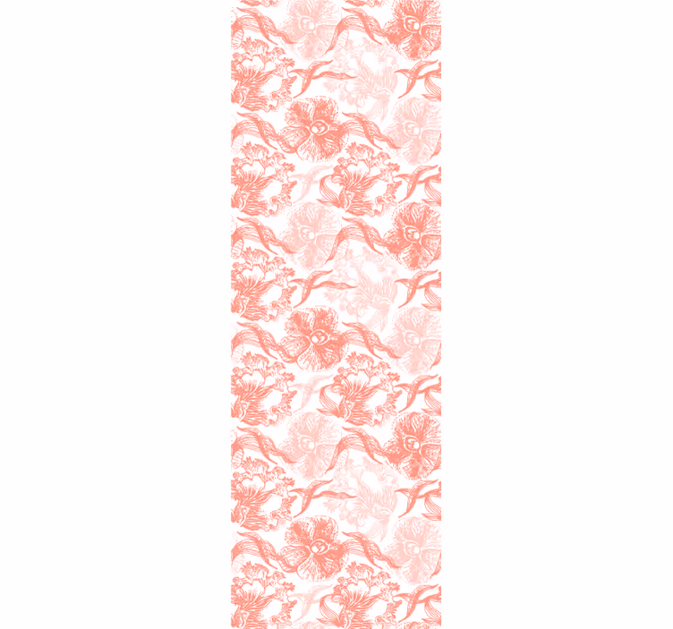 Engraving pink orchid Living Room Wallpaper - TenStickers