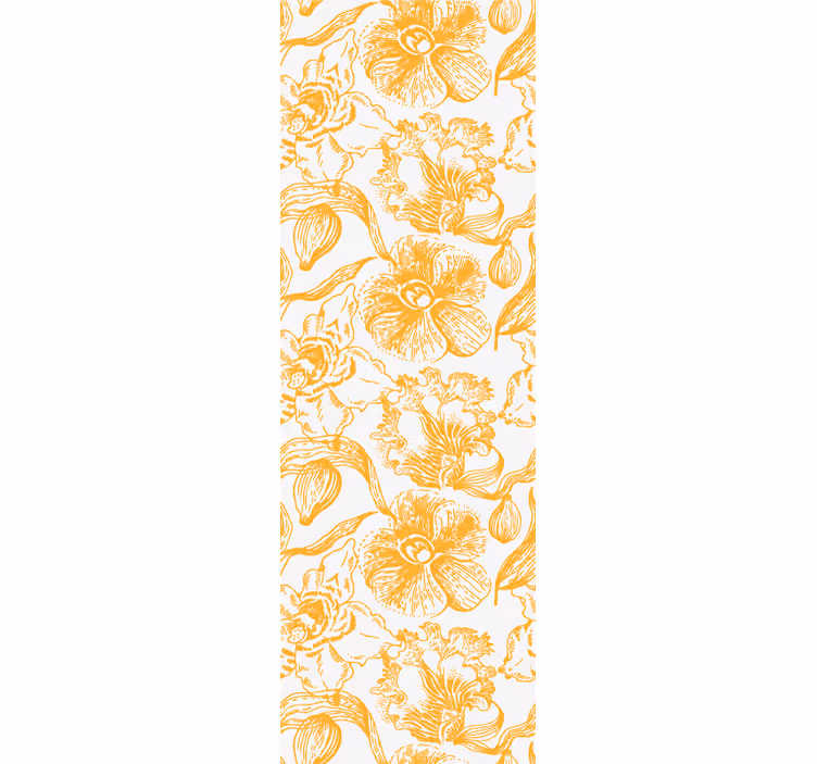 Yellow orchids flower pattern Office Wallpaper - TenStickers