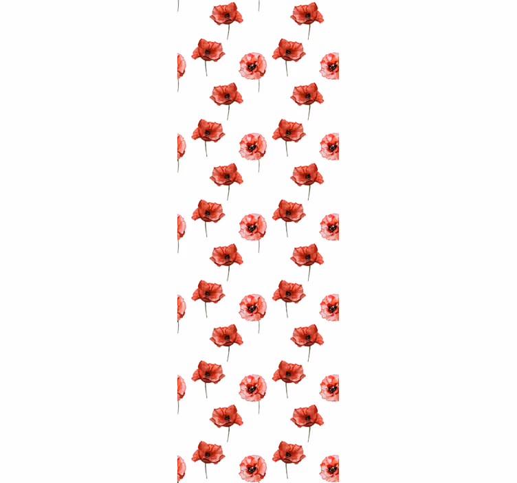 Red Poppy Pattern flowers wallpaper - TenStickers