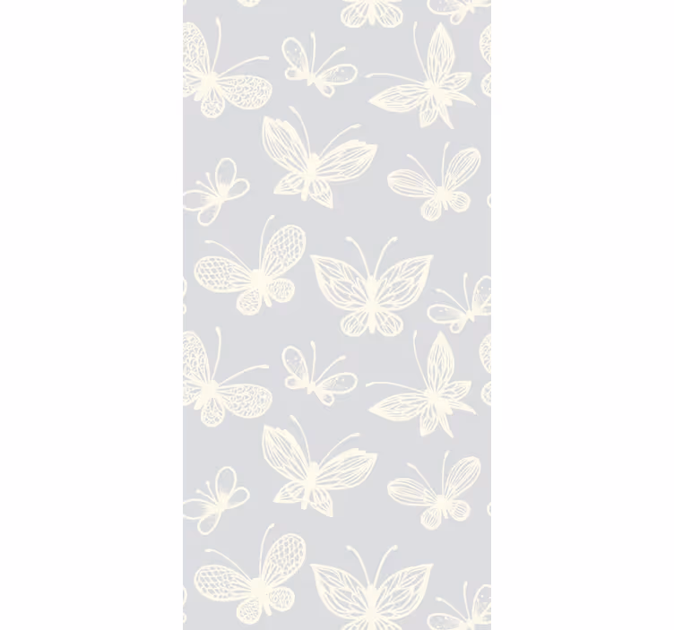 White and grey butterfly pattern wallpaper - TenStickers