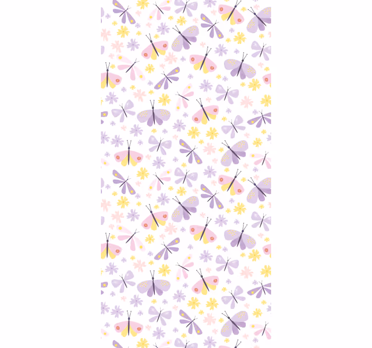 Purple painted butterfly pattern teen wallpaper - TenStickers