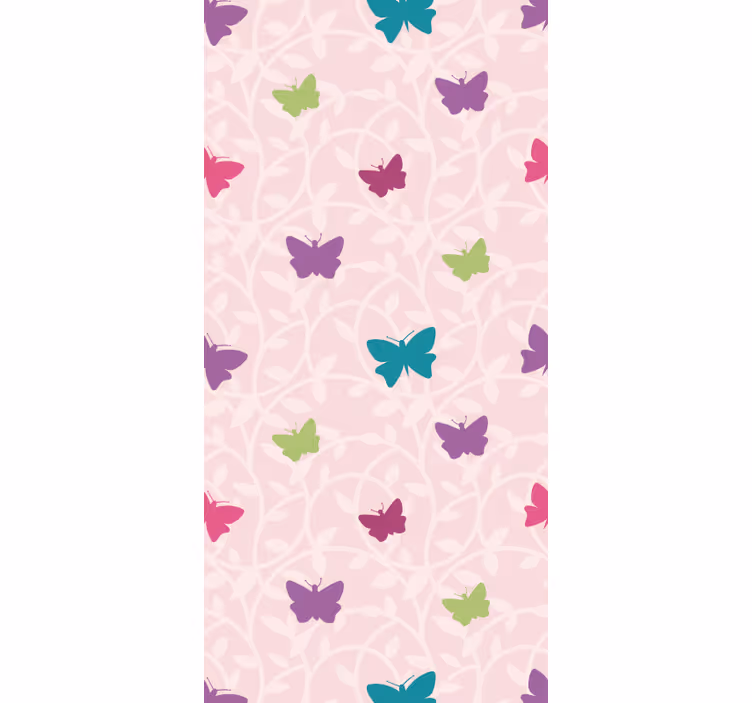 Pink and colorful butterfly Childrens Wallpaper - TenStickers