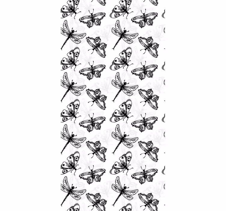 Black dragonflies butterflies wallpaper - TenStickers