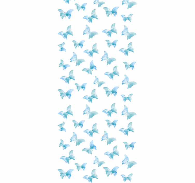 Blue and white motif butterflies wallpaper - TenStickers