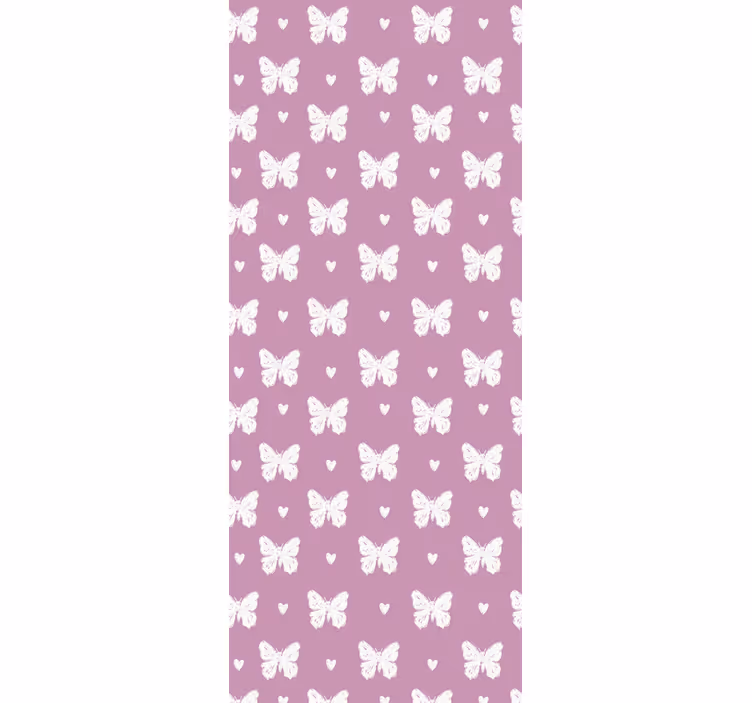 White and pink heart pattern butterflies wallpaper - TenStickers