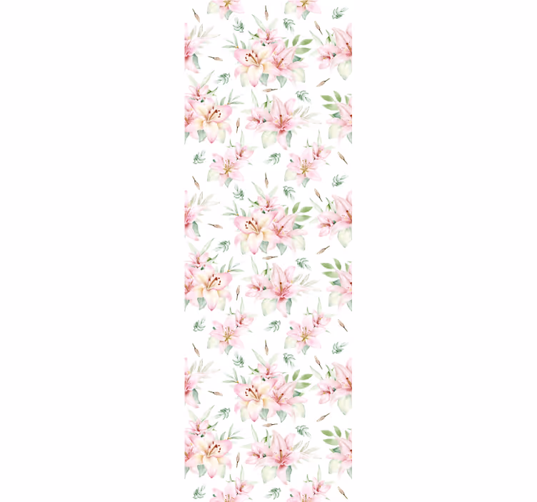 Pink watercolor lilies floral design wallpaper - TenStickers